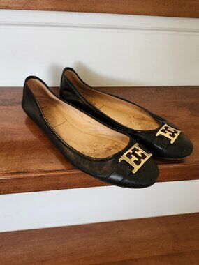 Escada leather ballet flats women's size 38.5